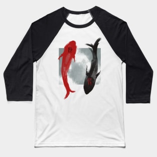 Yin Yang Fish Design Baseball T-Shirt